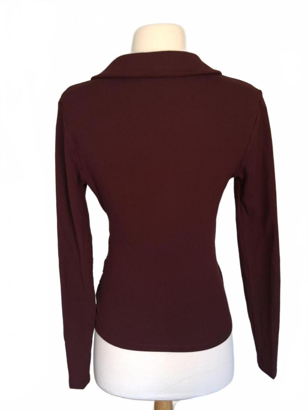 NWT Commense Long Sleeve Wrap Top in Burgundy - Picture 3 of 6